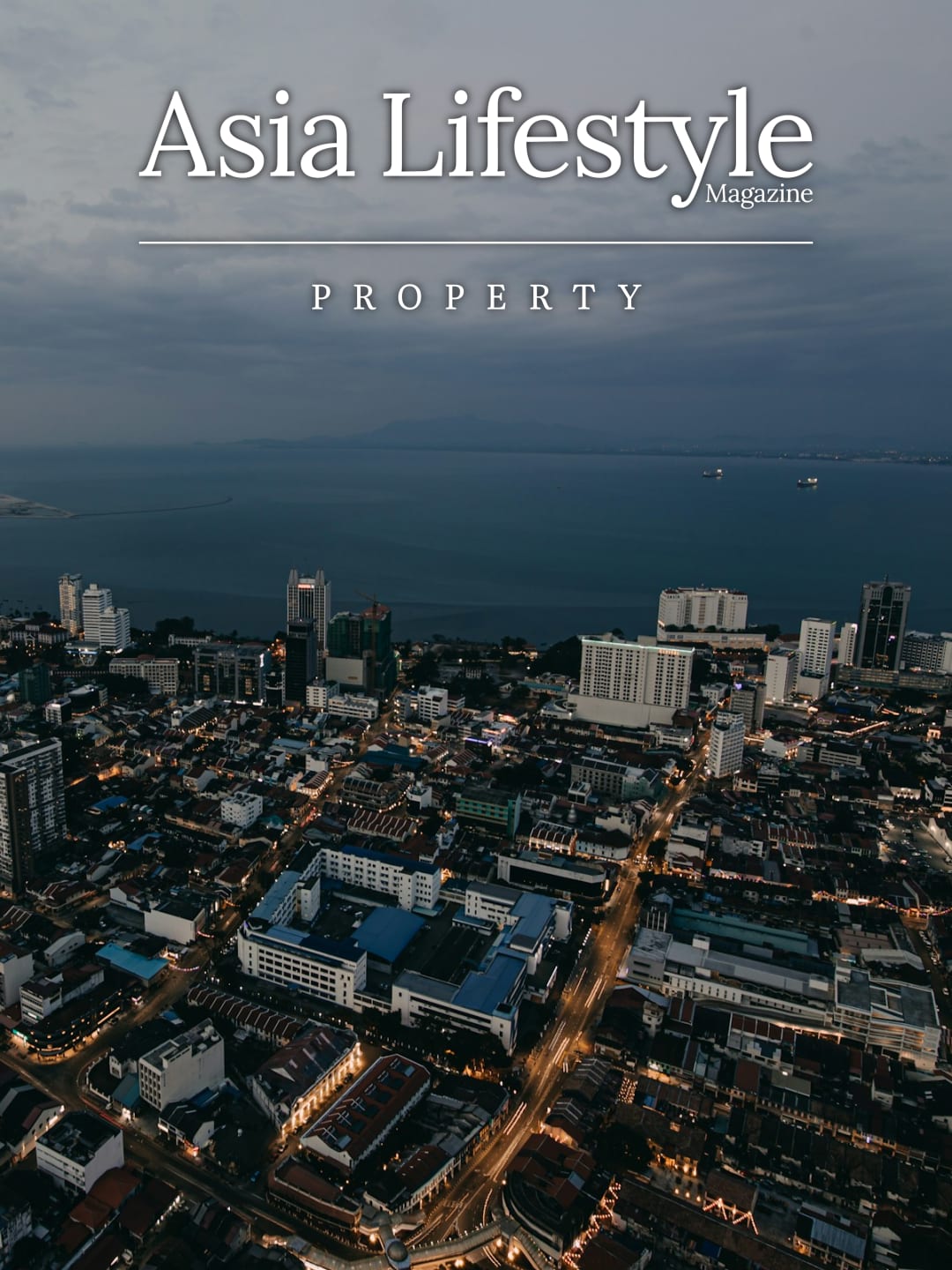 Penang city lights at night from above