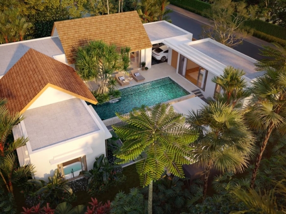 Aerial view of a The Tales pool villa and private pool, Bangjo, Phuket