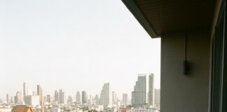 British Expats Bypassing Europe for Southeast Asia: Discover the New Trend and Benefits of Moving to This Vibrant Region A couple sit on a high-rise balcony above a swimming pool, looking out over Bangkok's rooftops and temple spires
